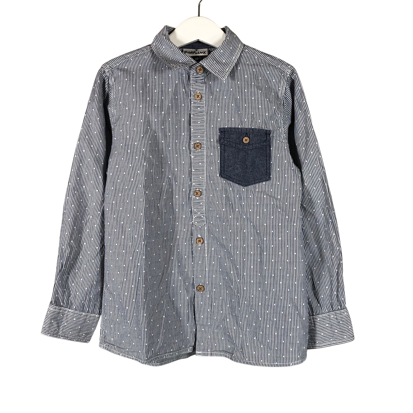 Unisex POMPdeLUX - Collared shirt, size 122 - 128 - Light blue (1)