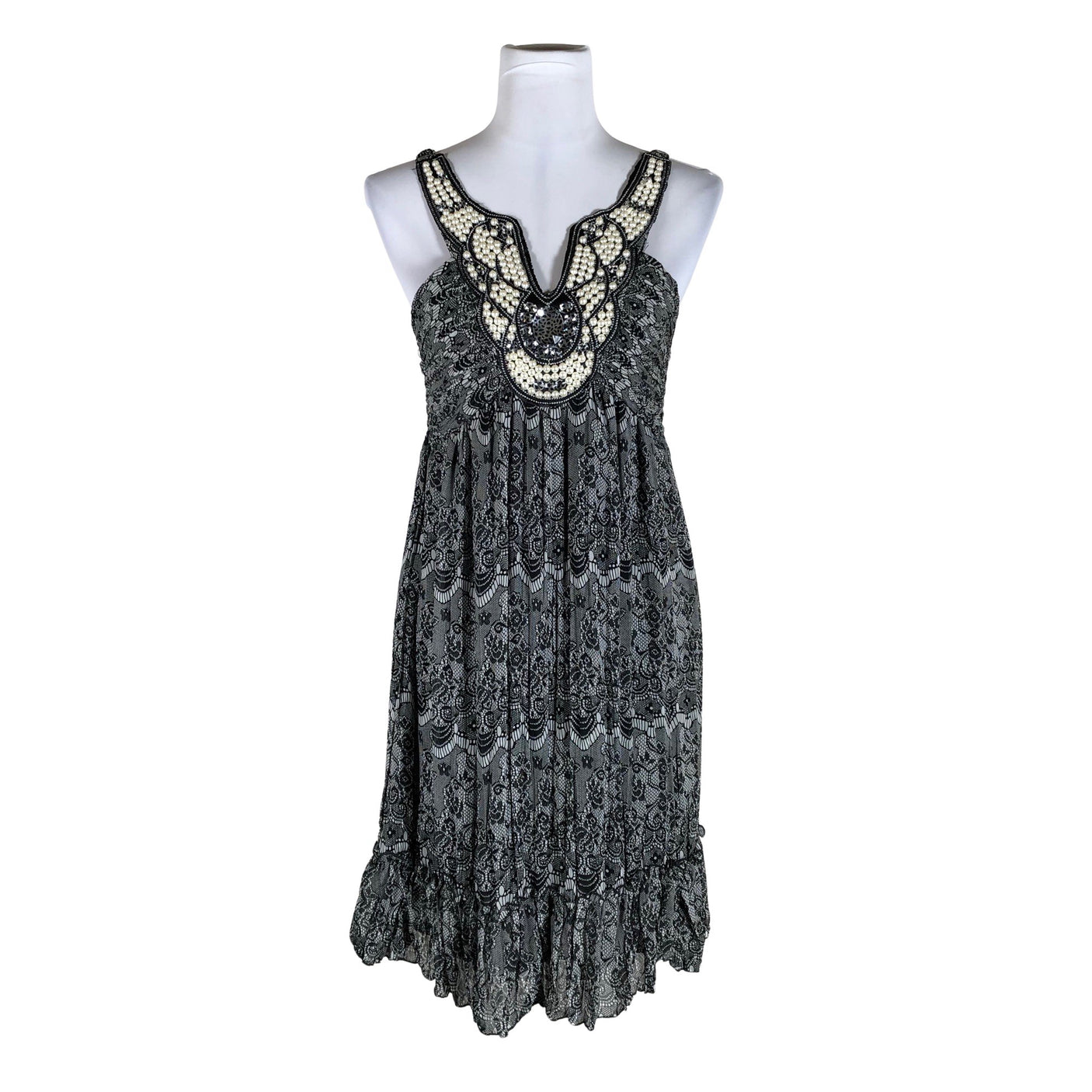 Unisex Pin Up - Schiffon dress, size 36 - Gray (1)