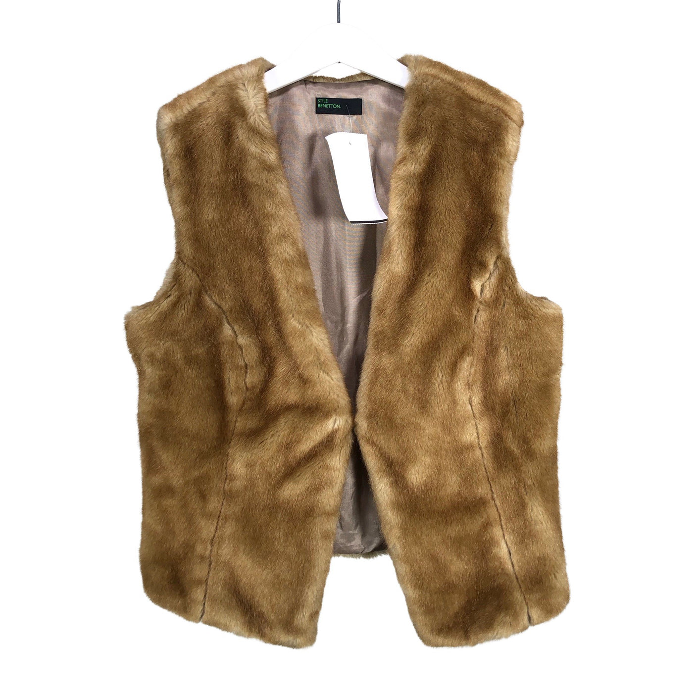 Unisex Benetton - Faux fur vest, size 152 - 158 - Brown (1)