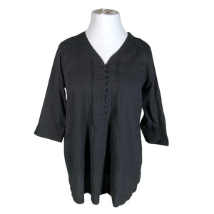 Unisex Ulla Popken - Schiffon tunic, size 44 - Black (1)