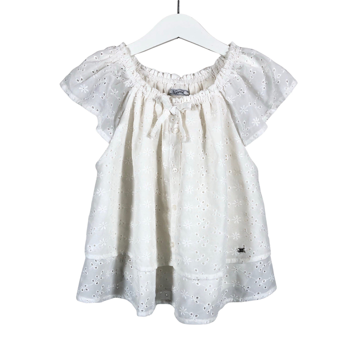 Unisex Mayoral - Short-sleeved blouse, size 122 - 128 - White (1)