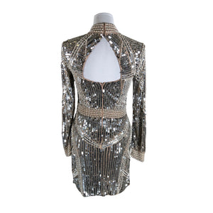 Unisex Karen Millen - Party dress, size 38 - Silver (2)
