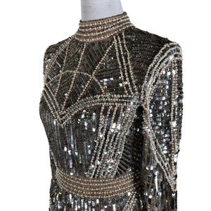 Unisex Karen Millen - Party dress, size 38 - Silver (3)