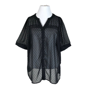 Unisex Zizzi - Schiffon tunic, size 46 - Black (1)