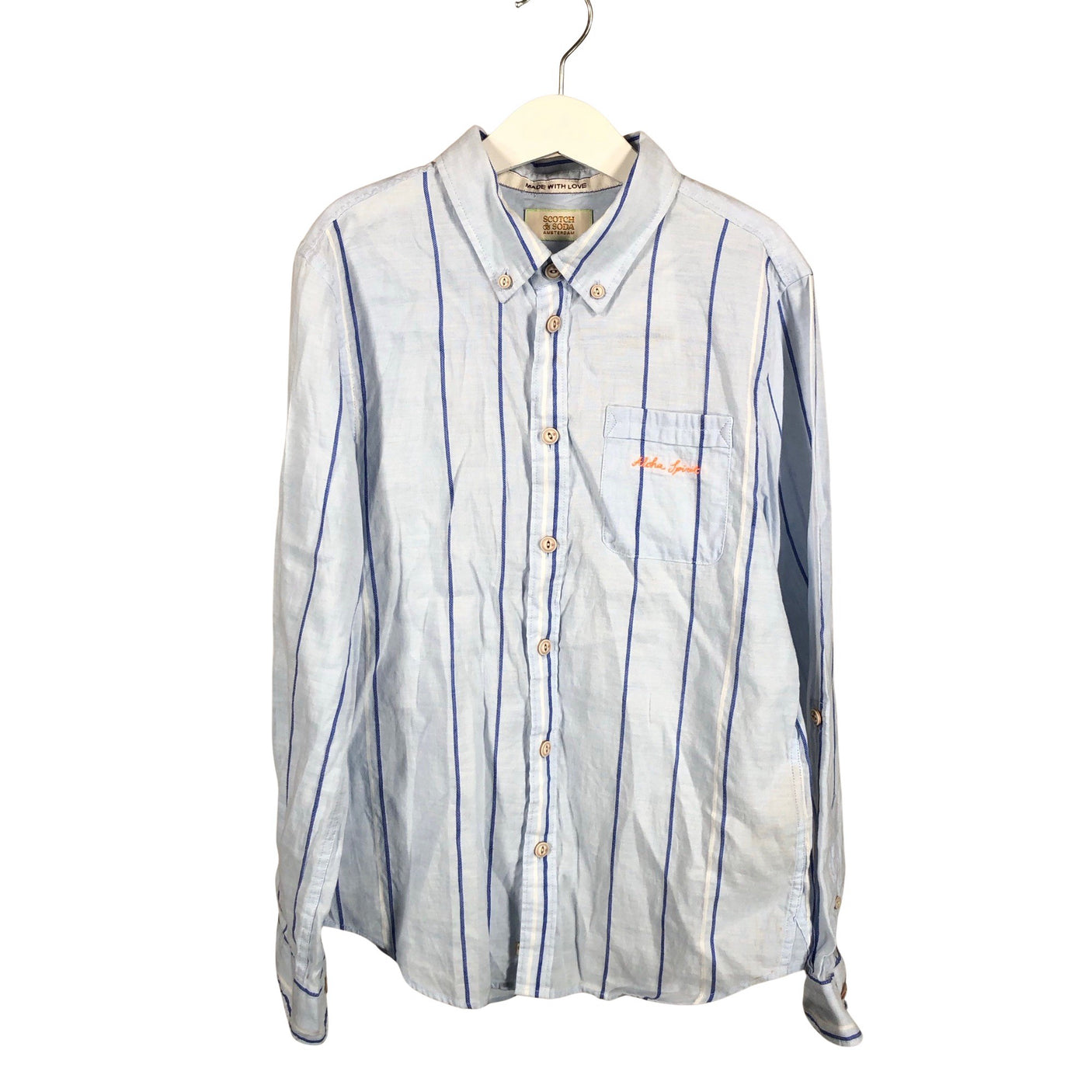 Unisex Scotch&Soda - Collared shirt, size 146 - 152 - Light blue (1)