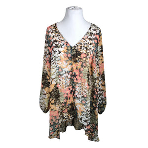 Unisex Zizzi - Schiffon tunic, size 50 - Brown (1)