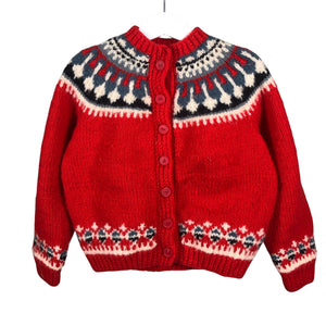 Unisex Handmade - Cardigan, size 110 - 116 - Red (1)