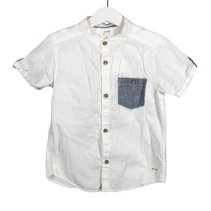 Unisex Newbie - Collared shirt, size 104 - 110 - White (1)
