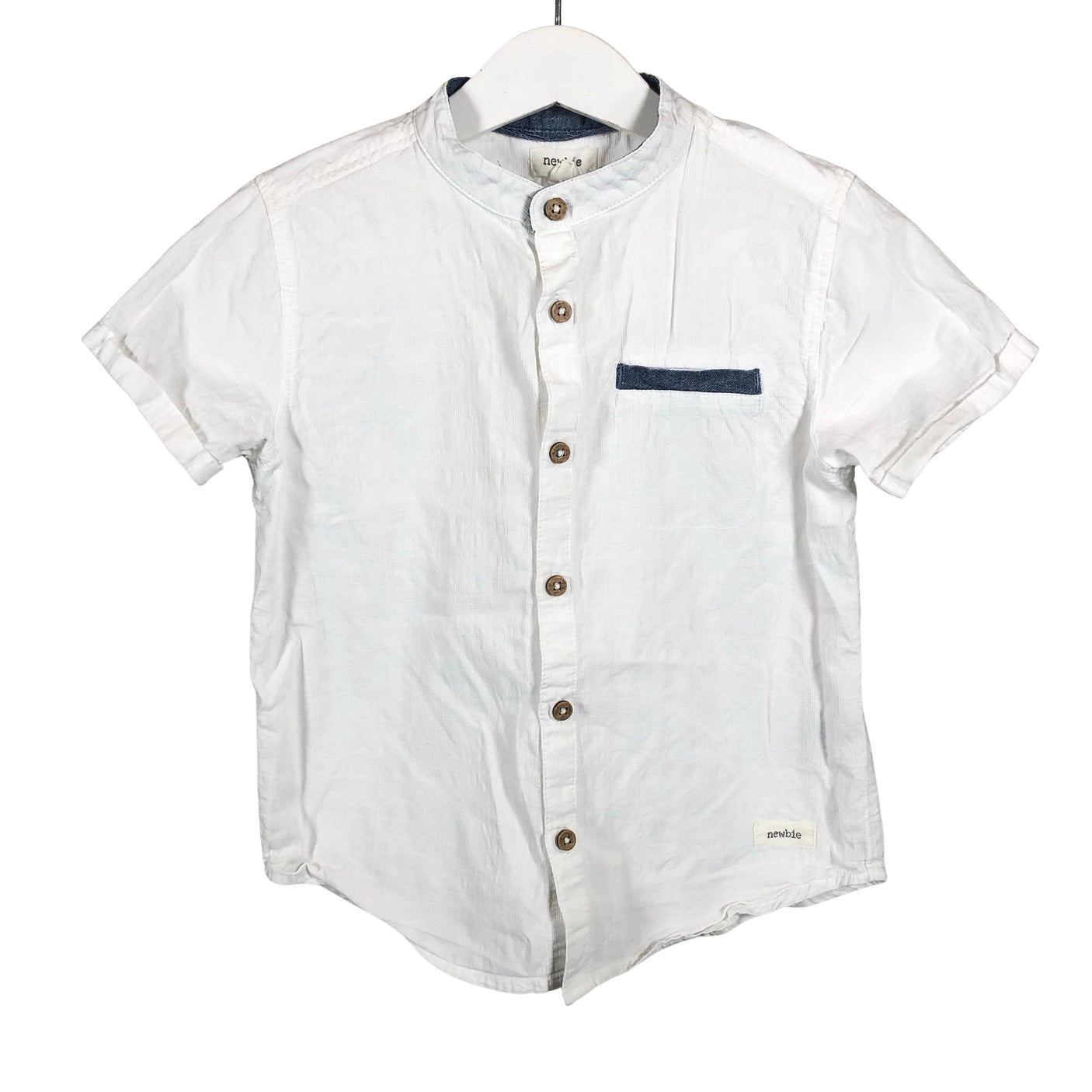 Unisex Newbie - Collared shirt, size 110 - 116 - White (1)