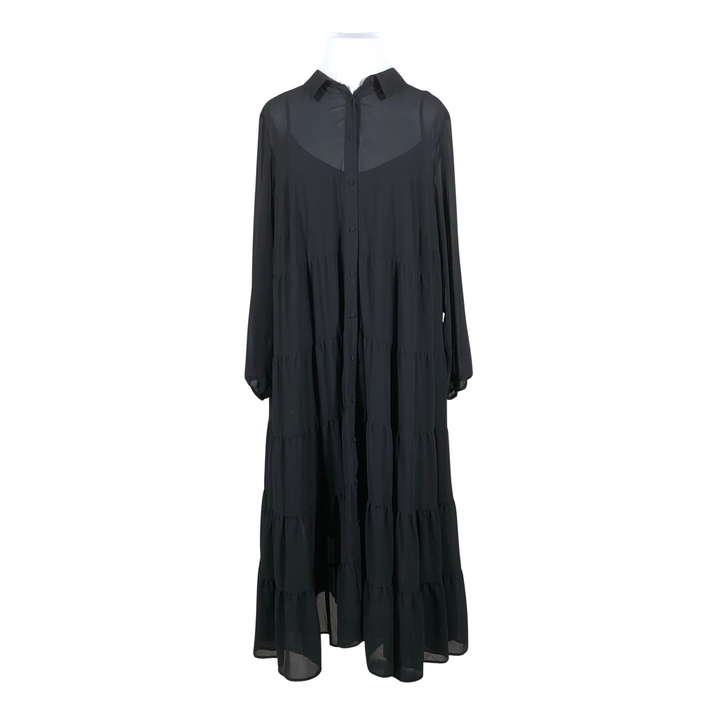 Unisex Zizzi - Schiffon dress, size 54 - Black (1)