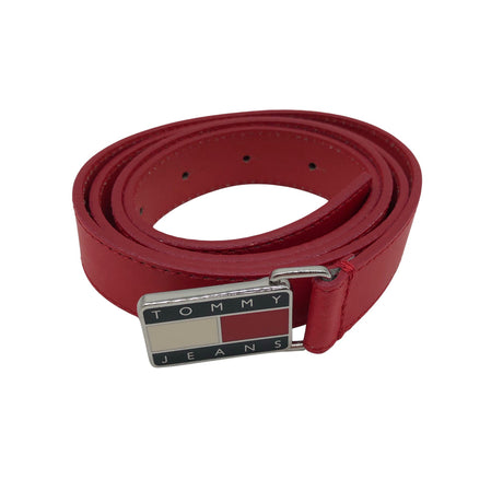 Unisex Tommy Jeans (Tommy Hilfiger) - Leather belt, size Ei kokoa - Red ()