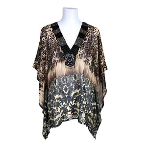 Unisex Just M Paris - Short-sleeved blouse, size 38 - Brown (1)