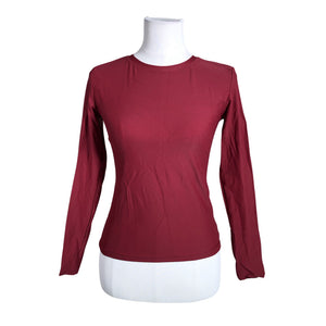 Unisex Handmade - Sports shirt, long sleeve, size S - Wine red (1)
