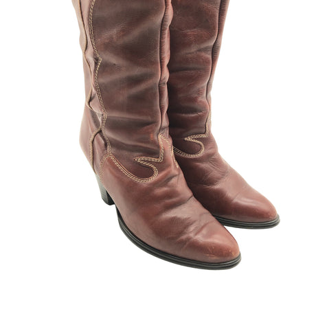 Unisex Kenkärasti - Cowboy boots, size 38 - Brown (2)