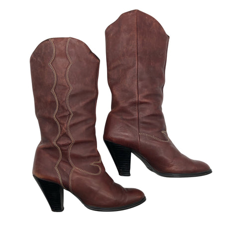 Unisex Kenkärasti - Cowboy boots, size 38 - Brown ()