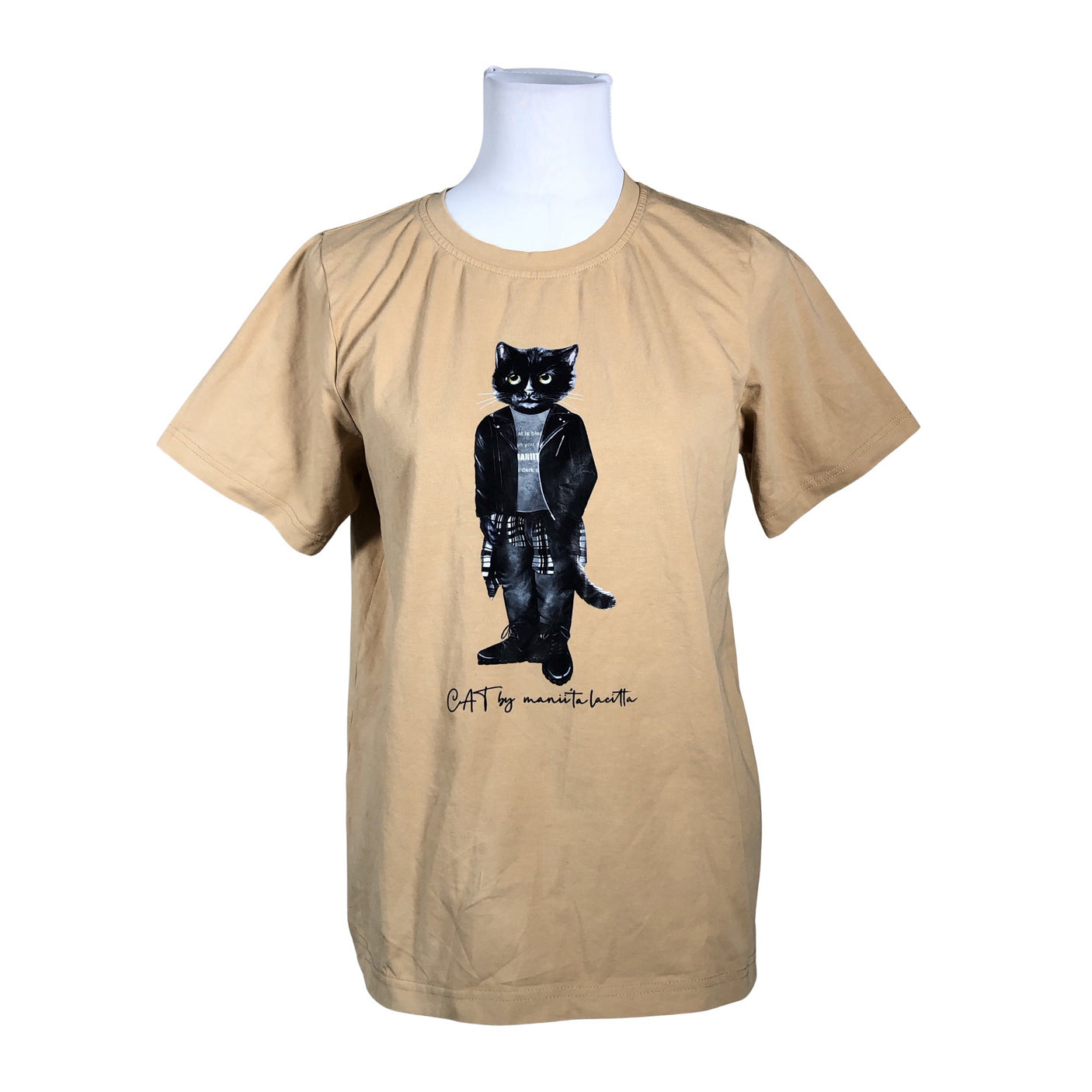 Unisex CAT By Manii'ta Lacitta - T-shirt, size 40 - Beige (1)