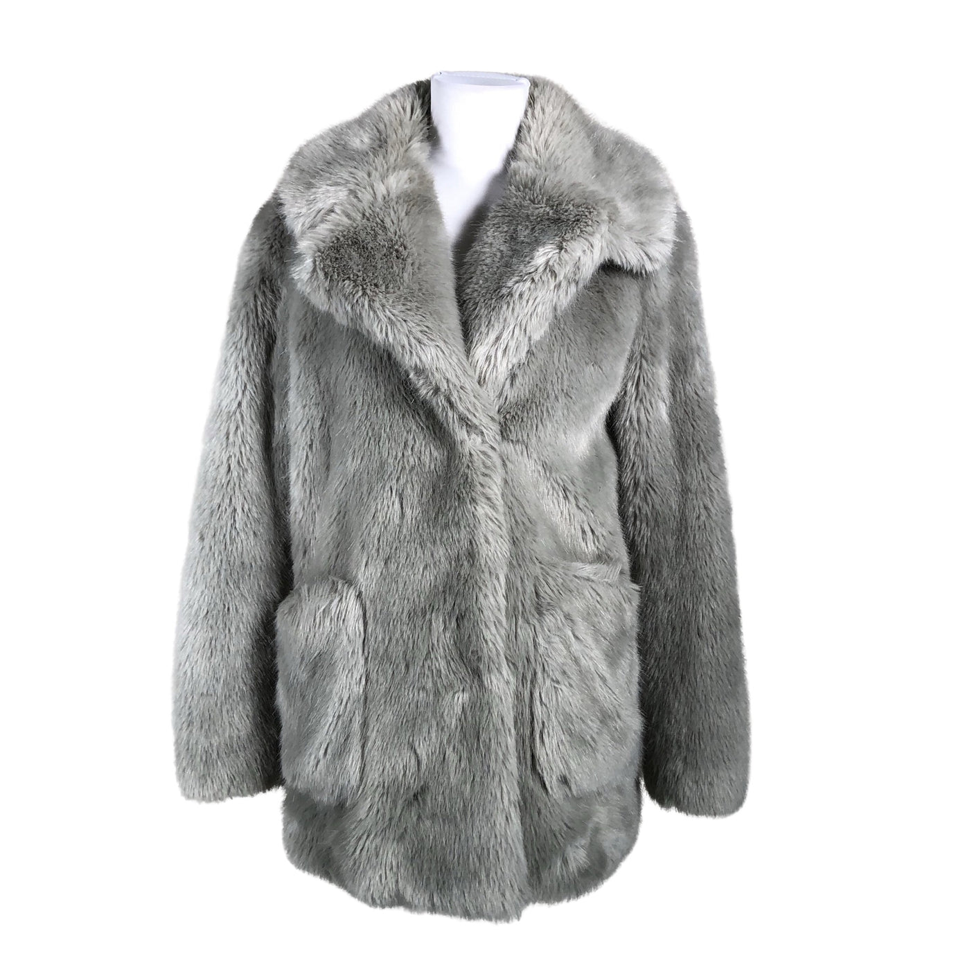 Unisex Topshop - Faux fur coat, size 36 - Gray (1)