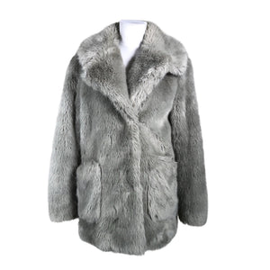 Unisex Topshop - Faux fur coat, size 36 - Gray (1)