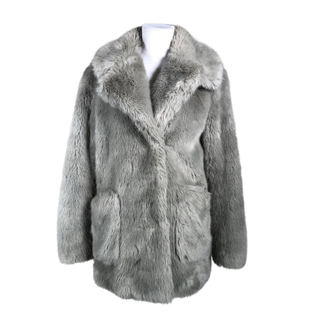 Unisex Topshop - Faux fur coat, size 36 - Gray ()
