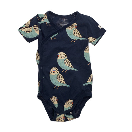 Unisex Lindex - Wrap bodysuit, size 62 - 68 - Blue ()