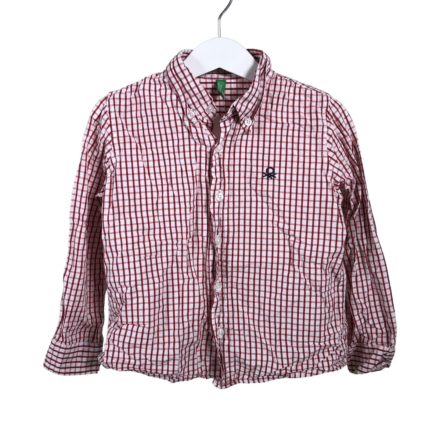 Unisex Benetton - Collared shirt, size 98 - 104 - Wine red (1)