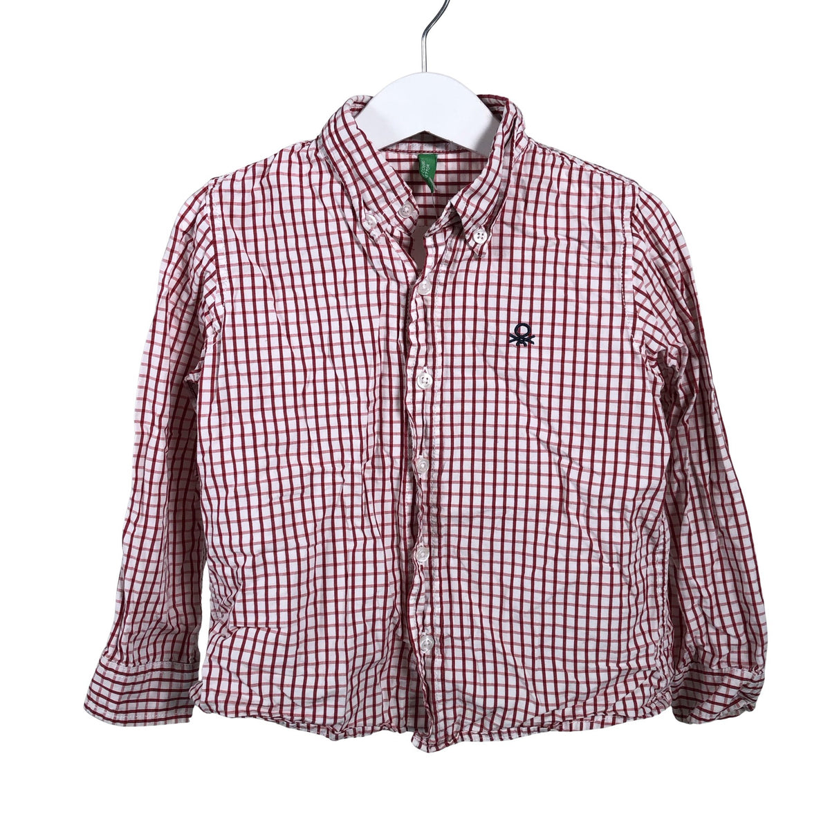 Unisex Benetton - Collared shirt, size 98 - 104 - Wine red (1)