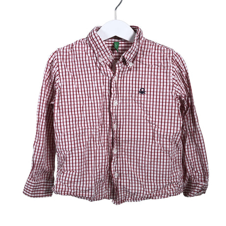 Unisex Benetton - Collared shirt, size 98 - 104 - Wine red ()