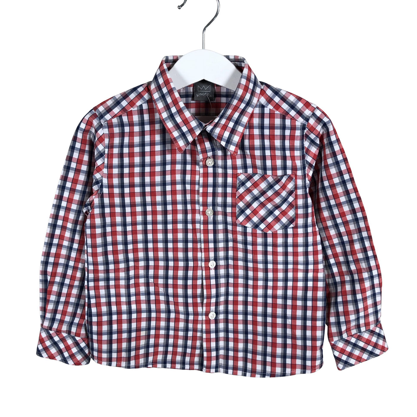 Unisex Kinderit - Collared shirt, size 86 - 92 - Red (1)