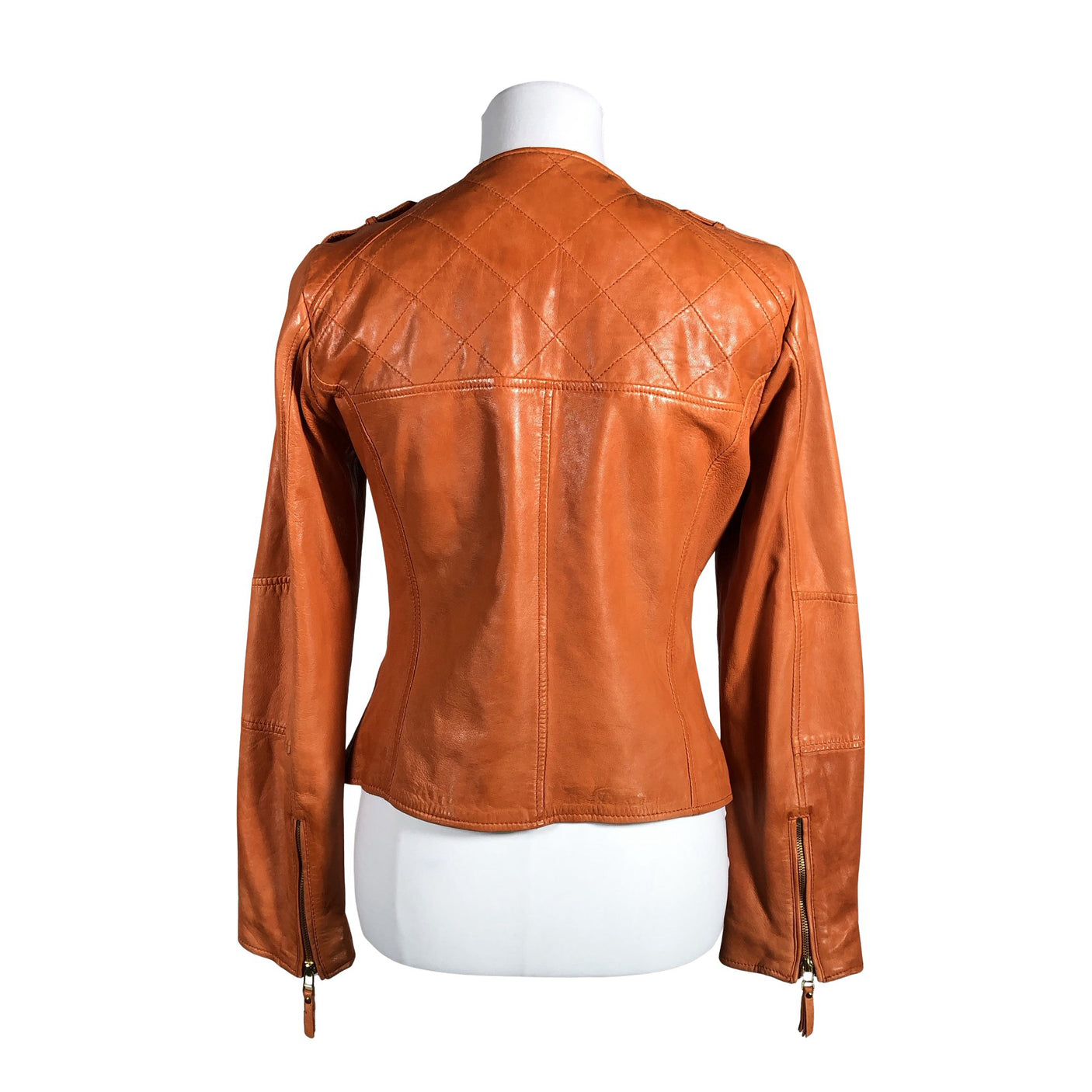 Unisex Massimo Dutti - Leather jacket, size 38 - Orange (3)
