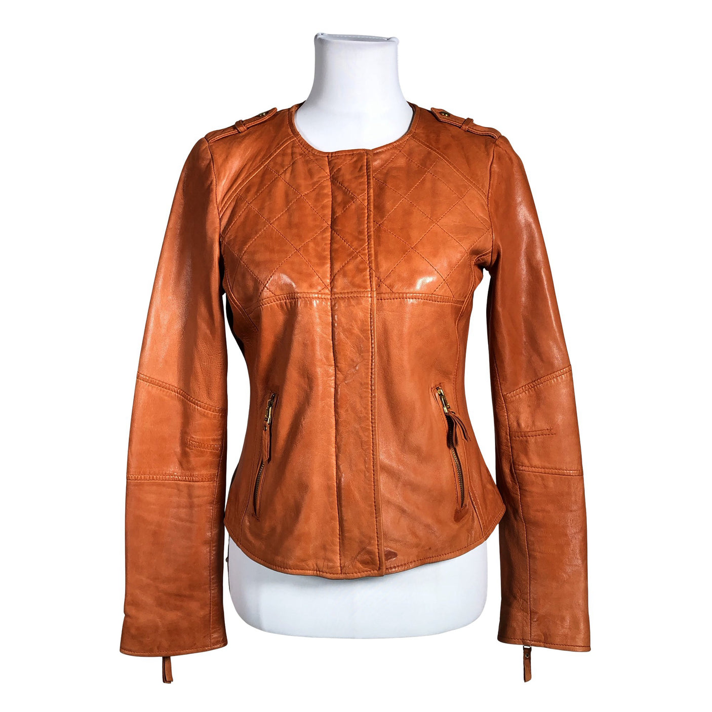 Unisex Massimo Dutti - Leather jacket, size 38 - Orange (1)