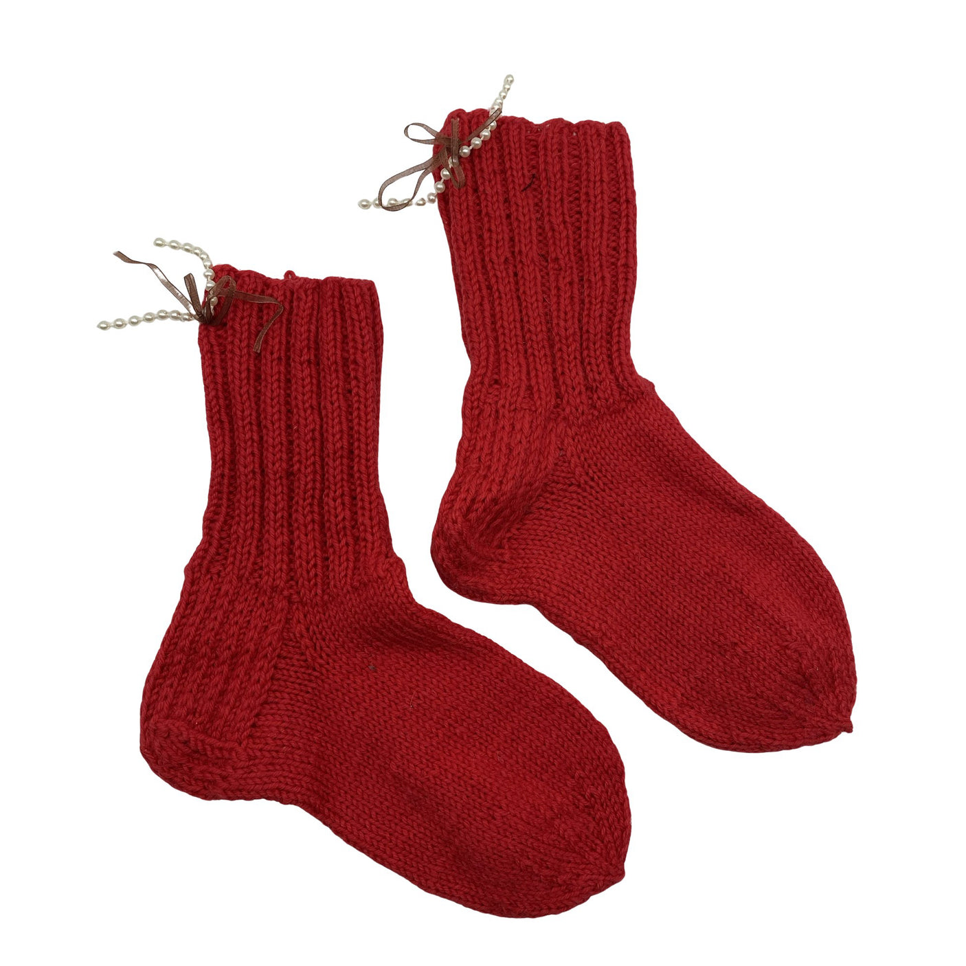 Unisex Handmade - Wool socks, size 37 - Red (1)