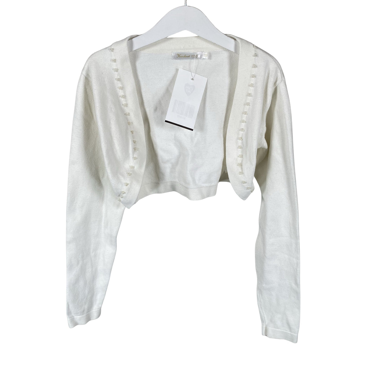 Unisex Kinderit - Knit bolero jacket, size 146 - 152 - Natural white (1)