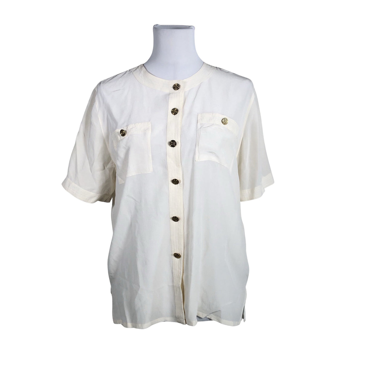 Unisex Stockmann Silk - Short-sleeved blouse, size 40 - Natural white (1)