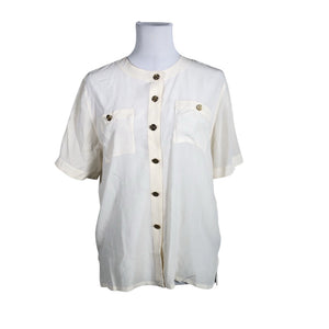 Unisex Stockmann Silk - Short-sleeved blouse, size 40 - Natural white (1)