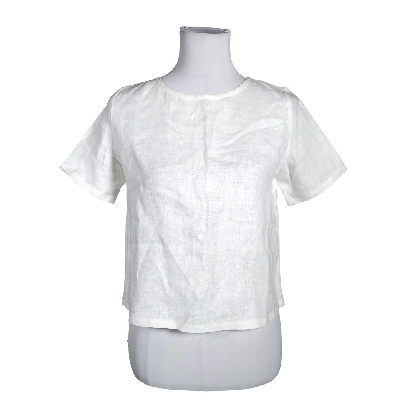 Unisex Linen Handmade Studio - Short-sleeved blouse, size 36 - White (1)