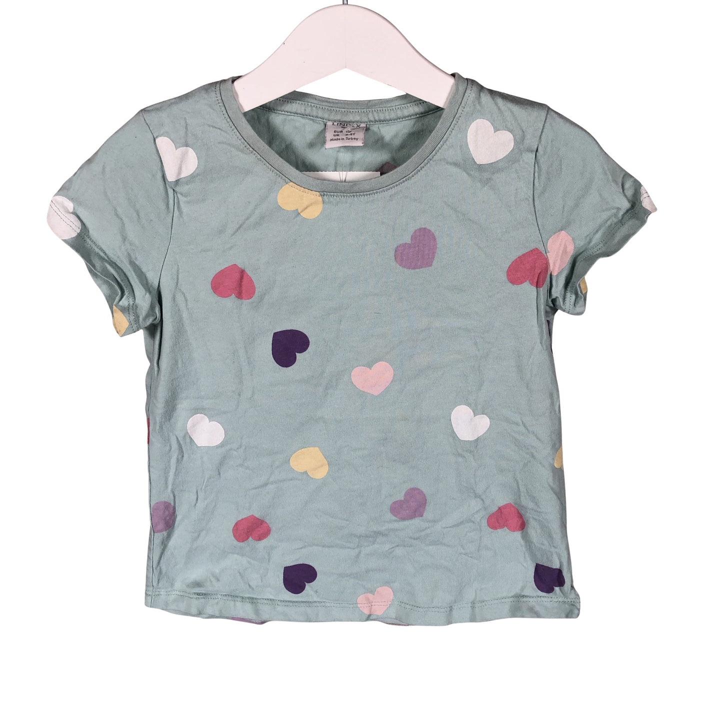 Unisex Lindex - T-shirt, size 104 - 110 - Turquoise (1)