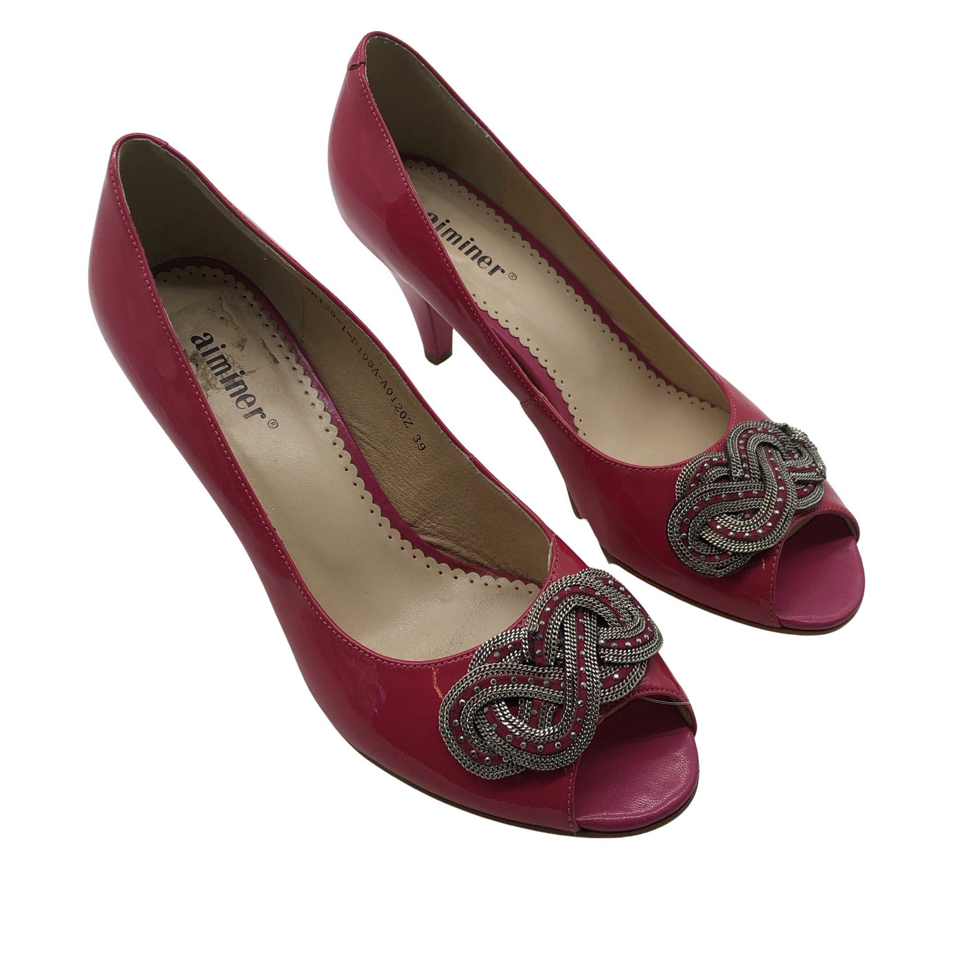 Unisex Aiminer - Open toe high heel shoes, size 39 - Pink (2)