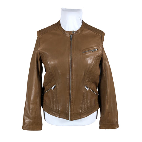 Unisex Naf Naf - Leather jacket, size 44 - Brown ()