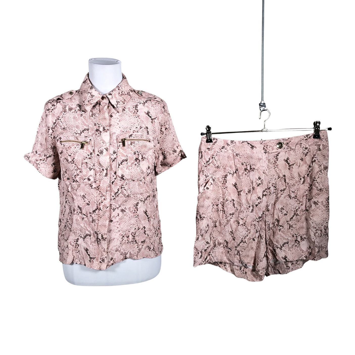 Unisex Karen Millen - Short-sleeved blouse, size 40 - Light pink (1)
