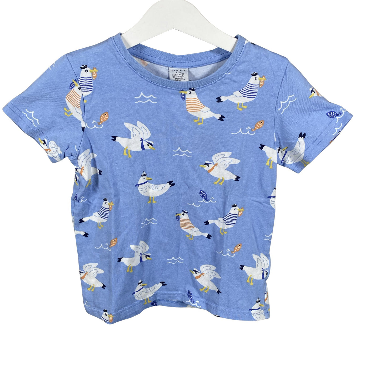 Unisex Lindex - T-shirt, size 110 - 116 - Light blue (1)