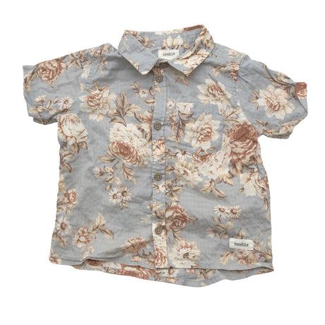 Unisex Newbie - Collared shirt, size 86 - 92 - Light blue ()