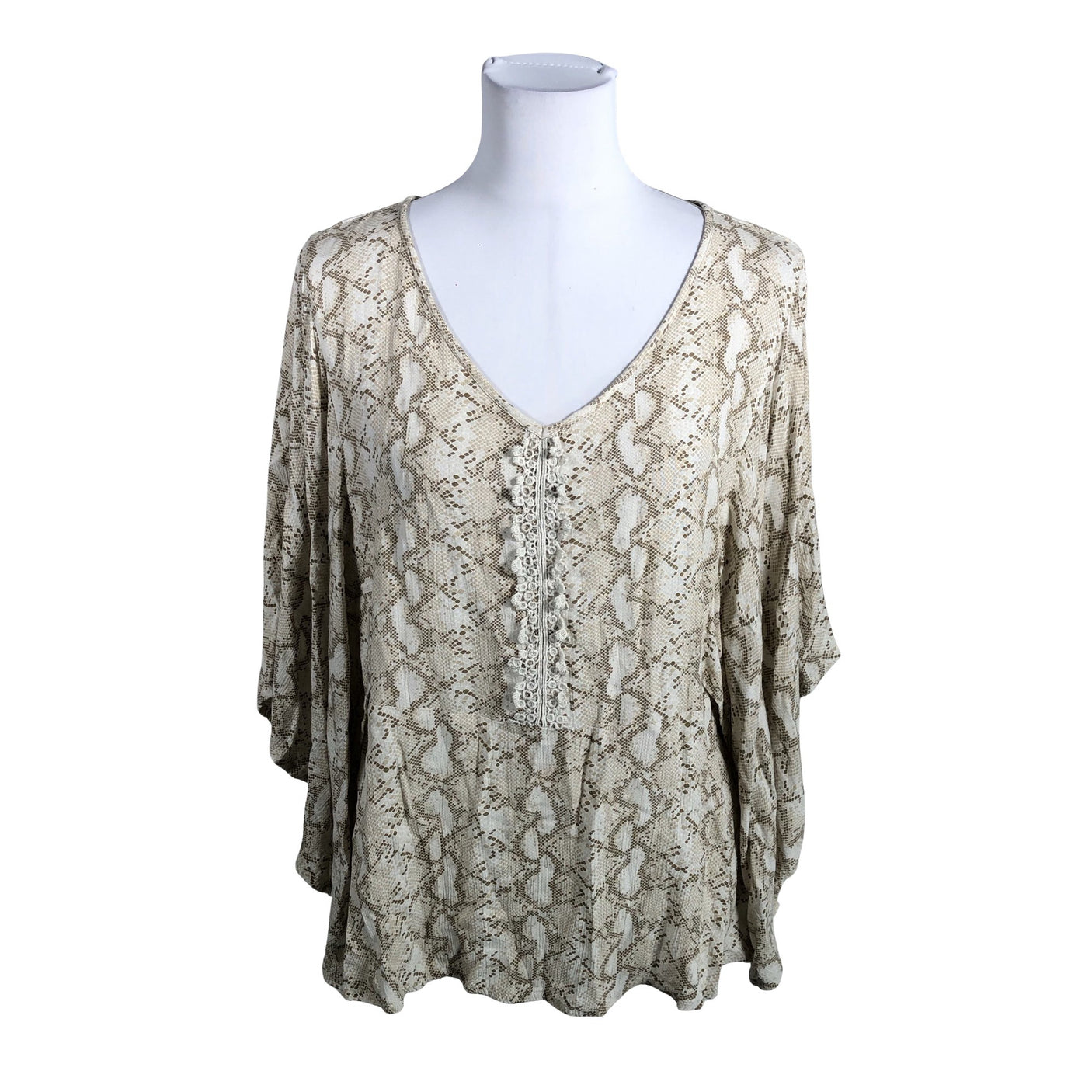 Unisex Cream - Short-sleeved blouse, size 40 - Beige (1)