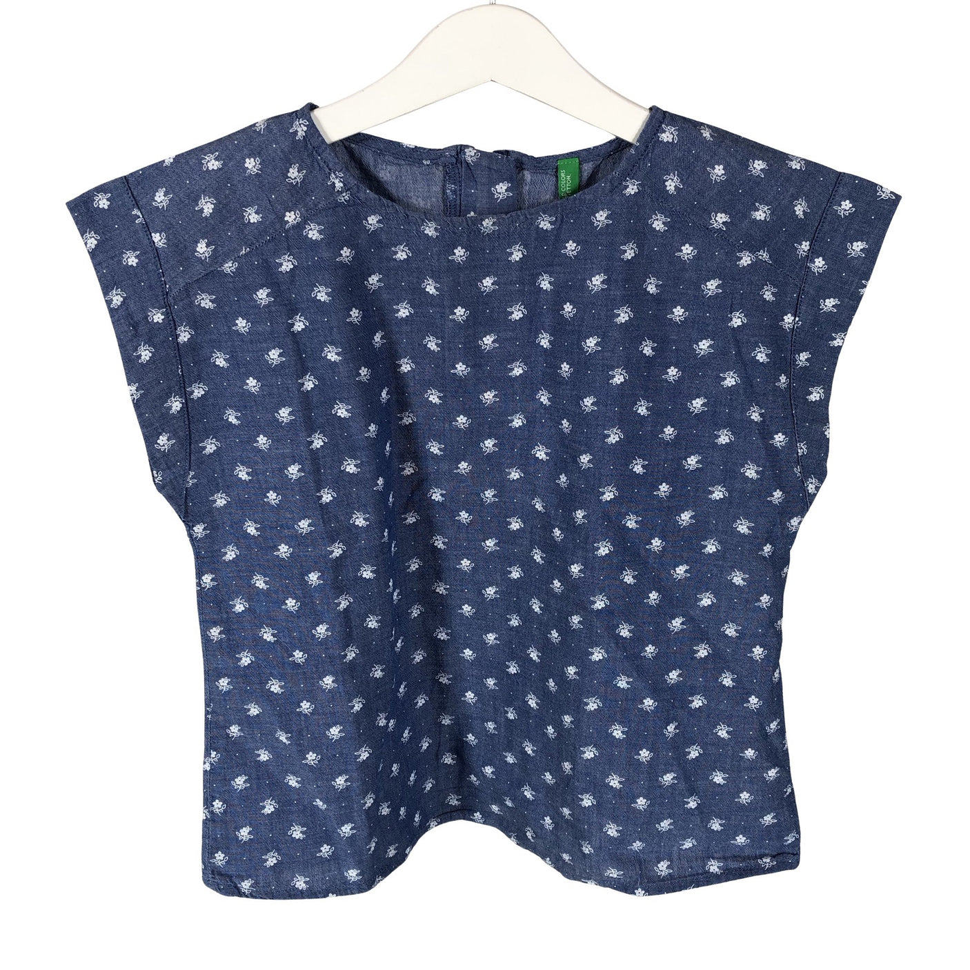 Unisex Benetton - Short-sleeved blouse, size 116 - 122 - Blue (1)
