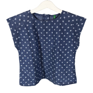 Unisex Benetton - Short-sleeved blouse, size 116 - 122 - Blue (1)