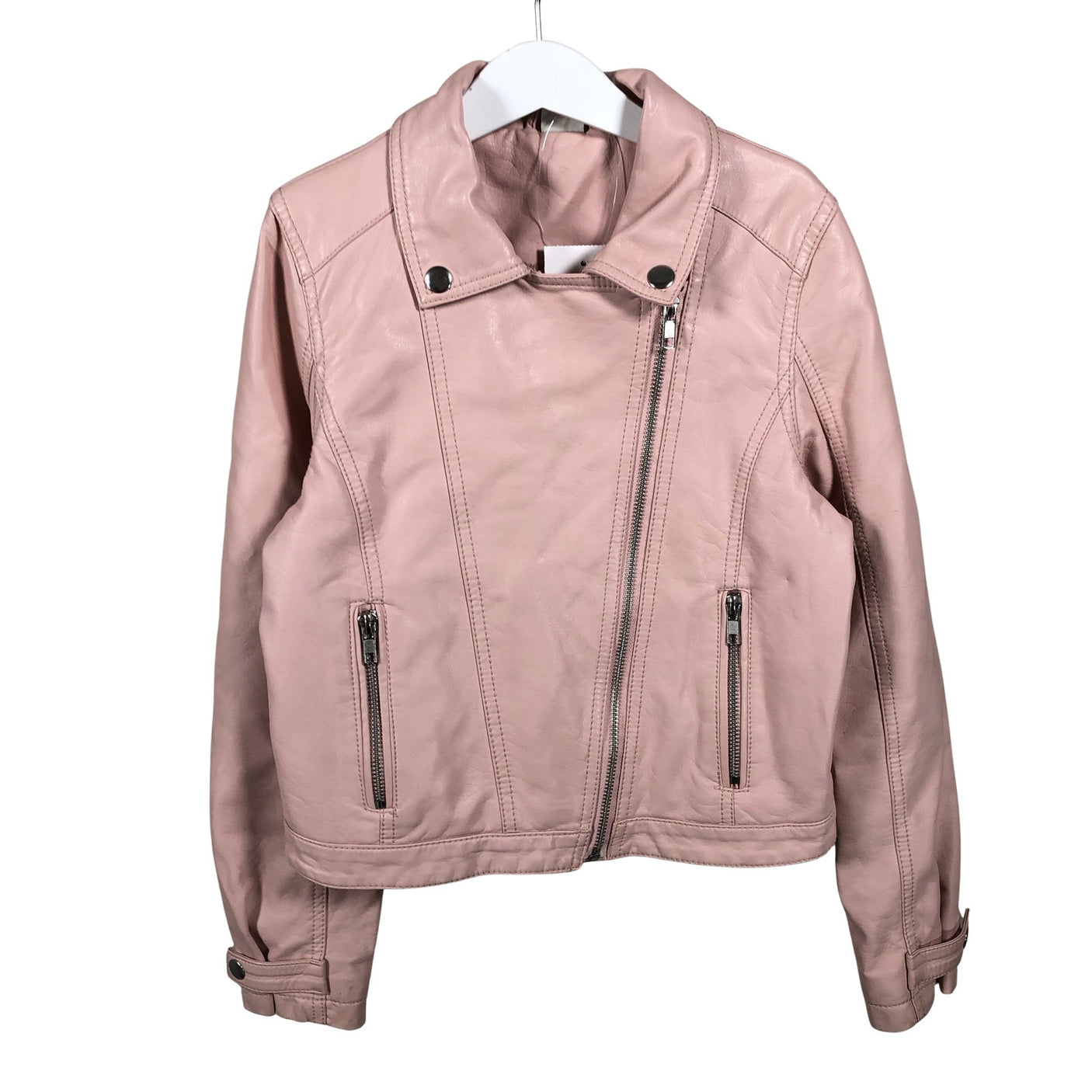 Unisex Lindex - Leather jacket, size 140 - 146 - Light pink (1)
