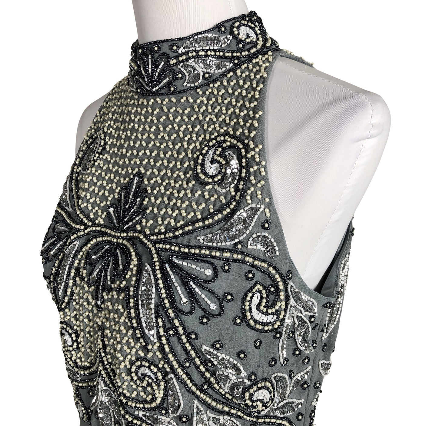 Unisex Lace & Beads - Party dress, size 40 - Gray (2)