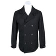 Unisex Solid - Wool coat, size L - Black ()