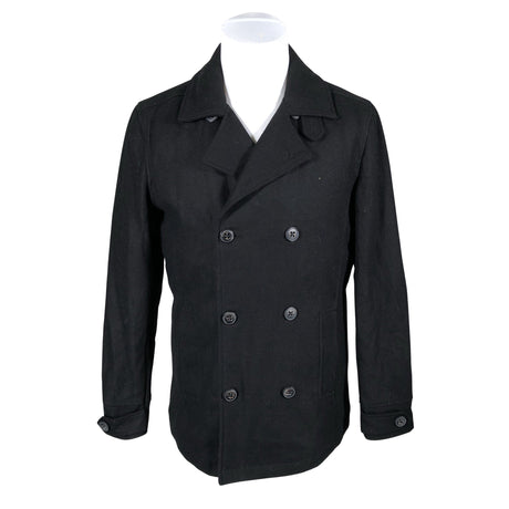 Unisex Solid - Wool coat, size L - Black ()