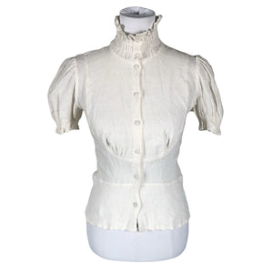 Unisex Tiia Vanhatapio - Short-sleeved blouse, size 36 - Natural white (1)