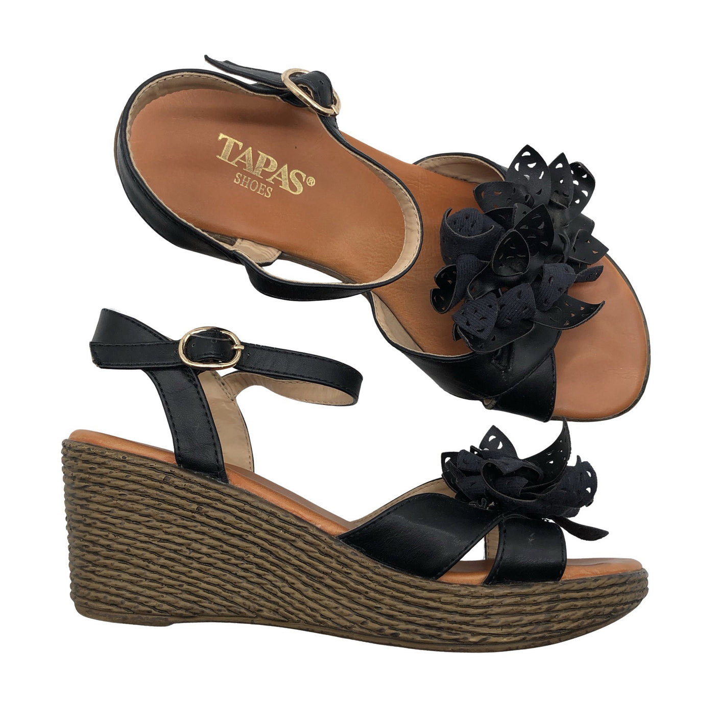 Unisex Tapas - Wedge sandals, size 36 - Black (1)